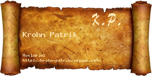 Krohn Patrik névjegykártya